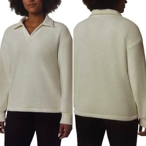 Mondetta Ivory White Relaxed Fit Corduroy Fleece Pullover Sweater Women’s Size S